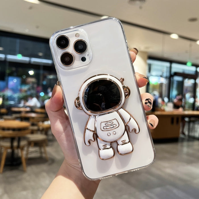 Estuche para teléfono de TPU con soporte de astronauta enchapado