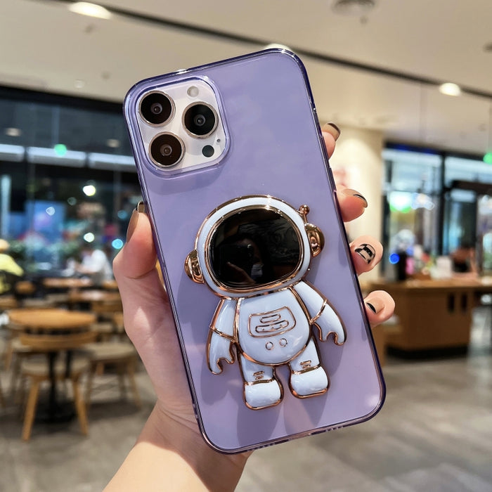 Estuche para teléfono de TPU con soporte de astronauta enchapado