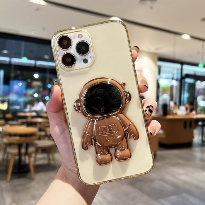 Estuche para teléfono de TPU con soporte de astronauta enchapado