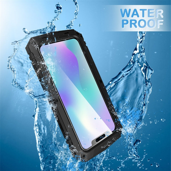 Estuche protector de silicona y metal a prueba de agua a prueba de golpes a prueba de polvo con soporte