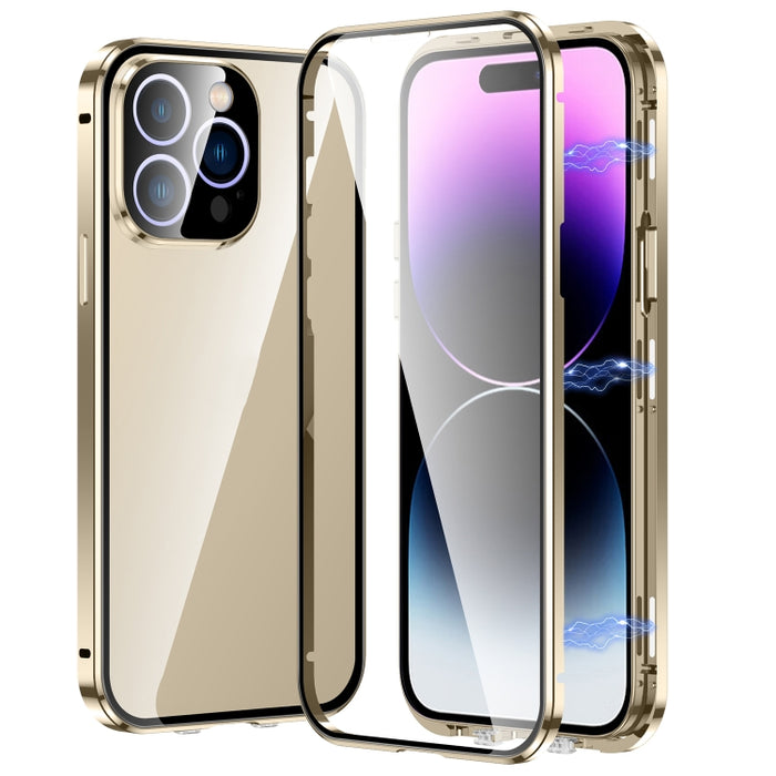 Estuche para teléfono de vidrio templado HD con doble hebilla magnética