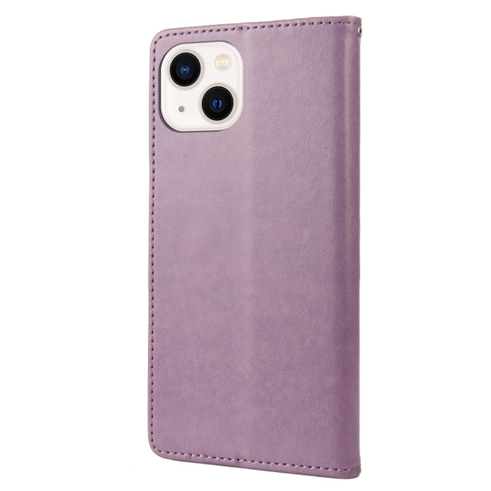 Estuche para teléfono con tapa de cuero con estampado de flores de mariposa