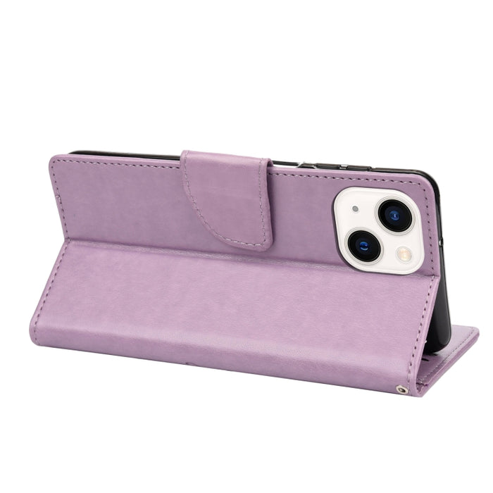 Estuche para teléfono con tapa de cuero con estampado de flores de mariposa