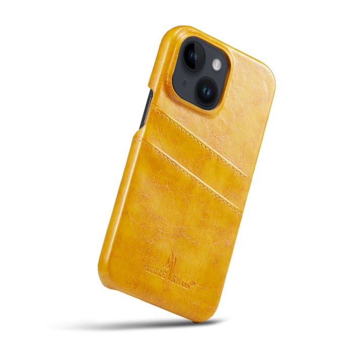 Funda de cuero PU con textura de cera de aceite retro Fierre Shann con ranuras para tarjetas
