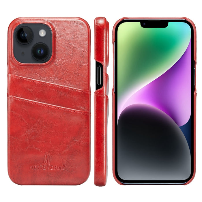 Funda de cuero PU con textura de cera de aceite retro Fierre Shann con ranuras para tarjetas
