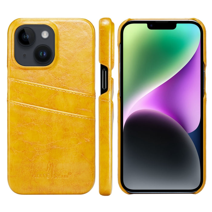 Funda de cuero PU con textura de cera de aceite retro Fierre Shann con ranuras para tarjetas