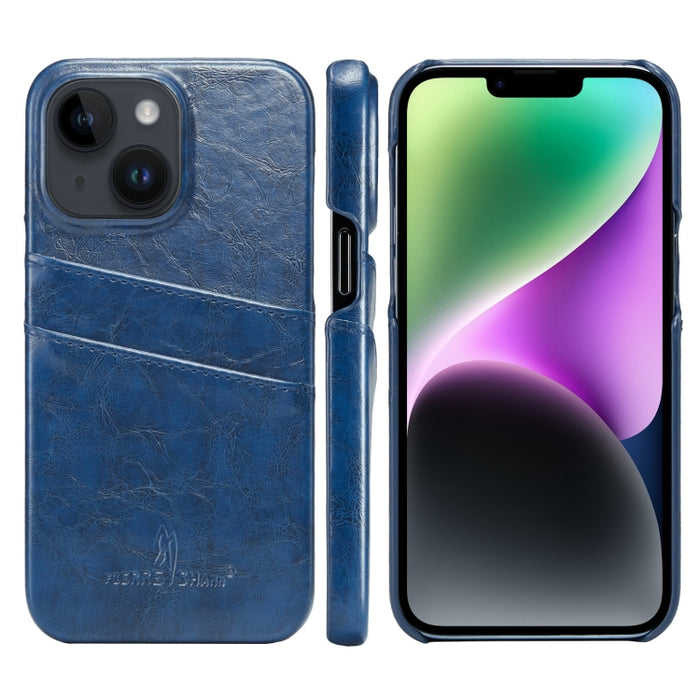 Funda de cuero PU con textura de cera de aceite retro Fierre Shann con ranuras para tarjetas