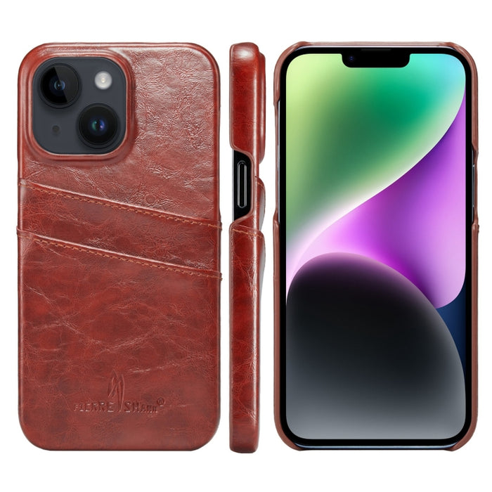 Funda de cuero PU con textura de cera de aceite retro Fierre Shann con ranuras para tarjetas