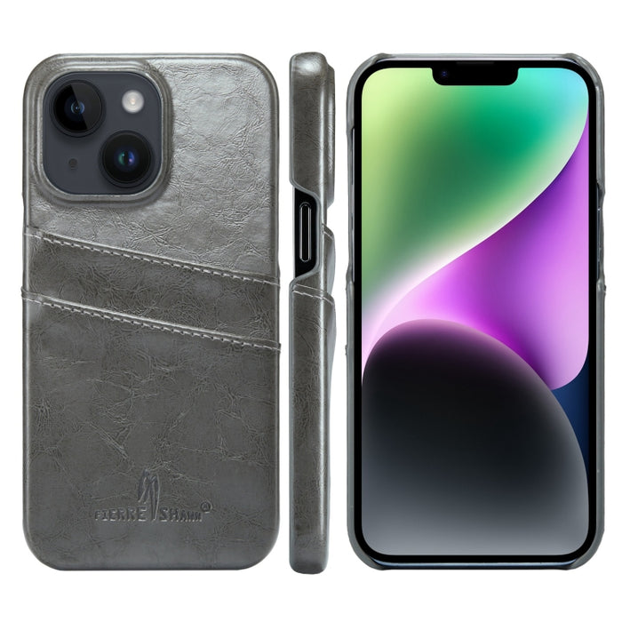 Funda de cuero PU con textura de cera de aceite retro Fierre Shann con ranuras para tarjetas