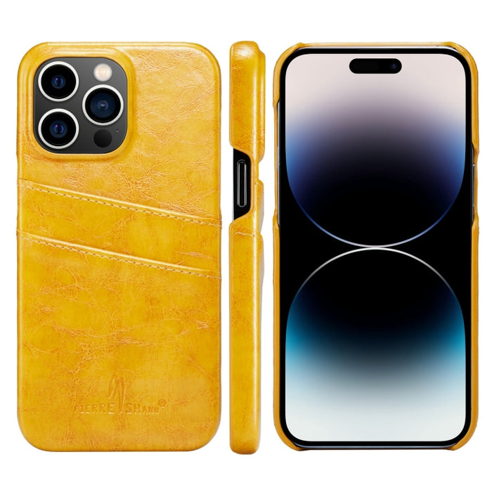 Funda de cuero PU con textura de cera de aceite retro Fierre Shann con ranuras para tarjetas
