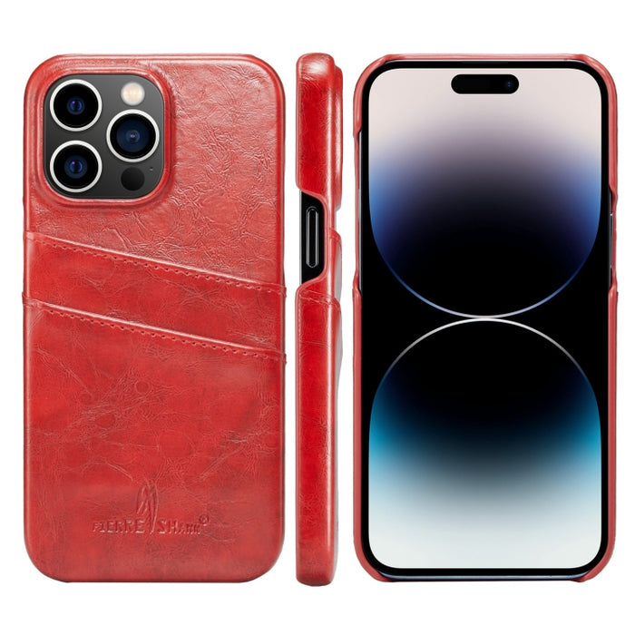 Funda de cuero PU con textura de cera de aceite retro Fierre Shann con ranuras para tarjetas