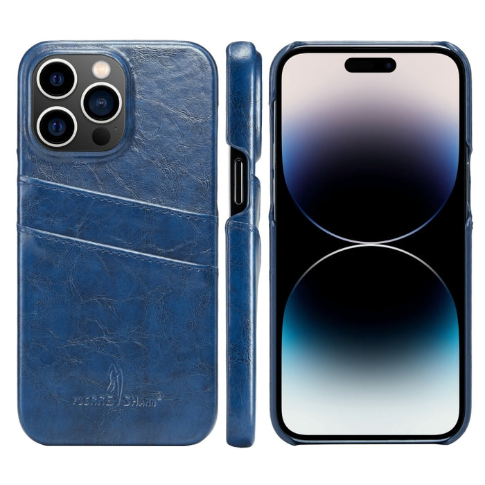 Funda de cuero PU con textura de cera de aceite retro Fierre Shann con ranuras para tarjetas