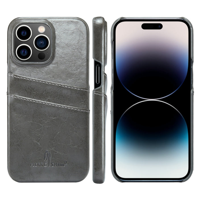 Funda de cuero PU con textura de cera de aceite retro Fierre Shann con ranuras para tarjetas