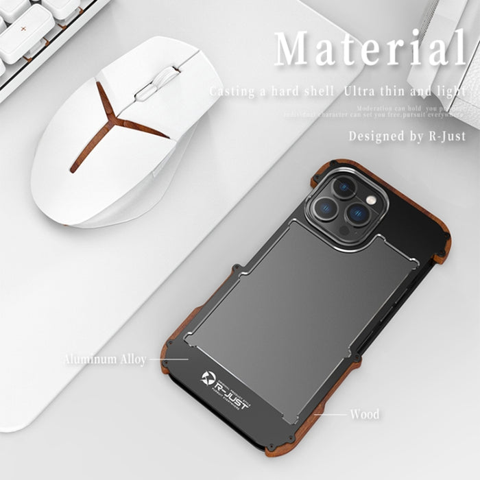 R-JUST Ironwood Generation Metal + Funda para teléfono de madera