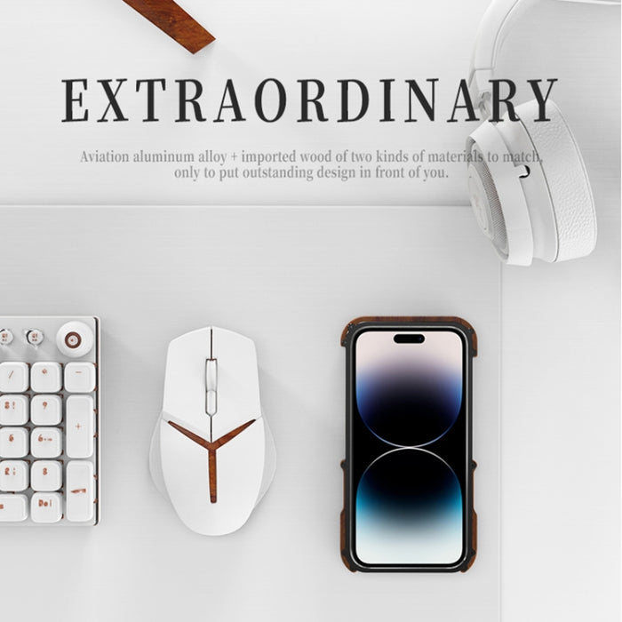 R-JUST Ironwood Generation Metal + Funda para teléfono de madera