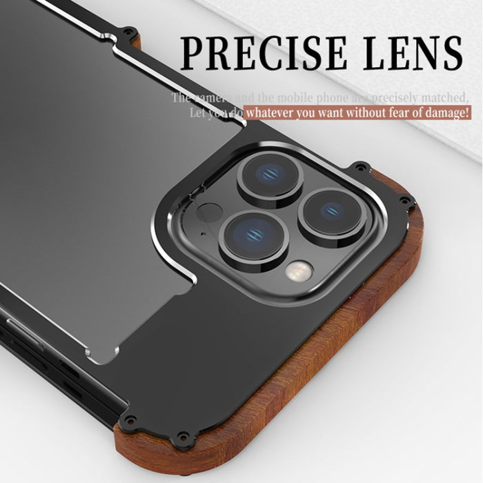 R-JUST Ironwood Generation Metal + Funda para teléfono de madera