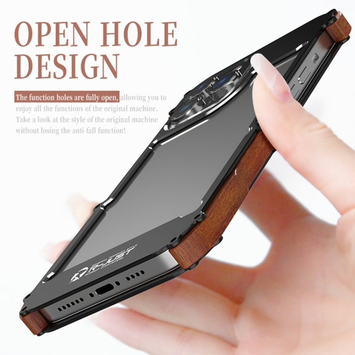 R-JUST Ironwood Generation Metal + Funda para teléfono de madera