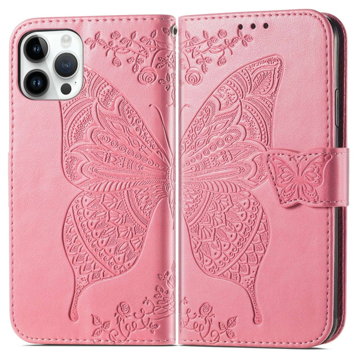 Estuche de cuero con estampado de mariposas
