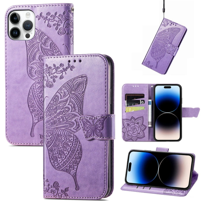 Estuche de cuero con estampado de mariposas
