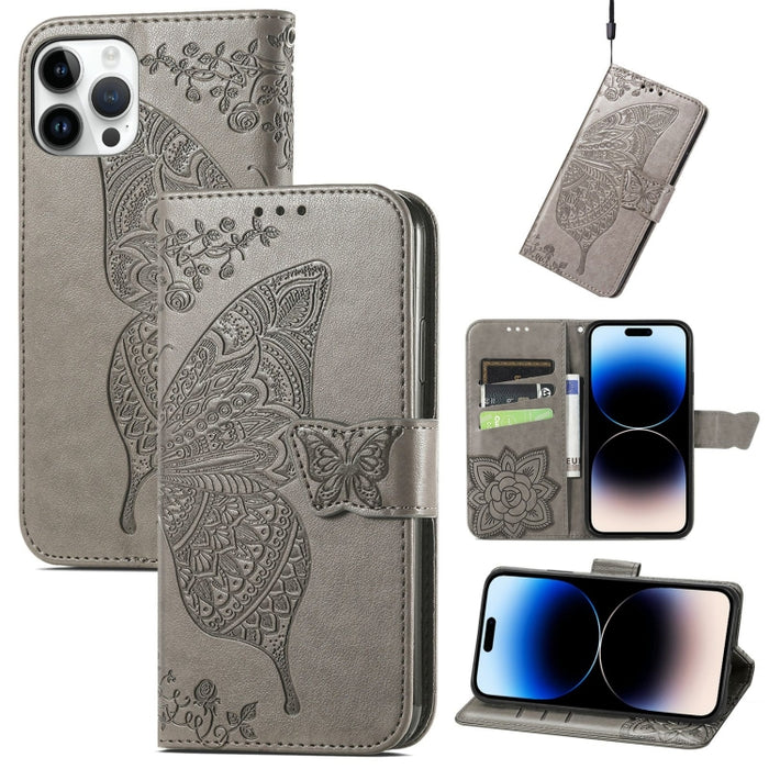 Estuche de cuero con estampado de mariposas