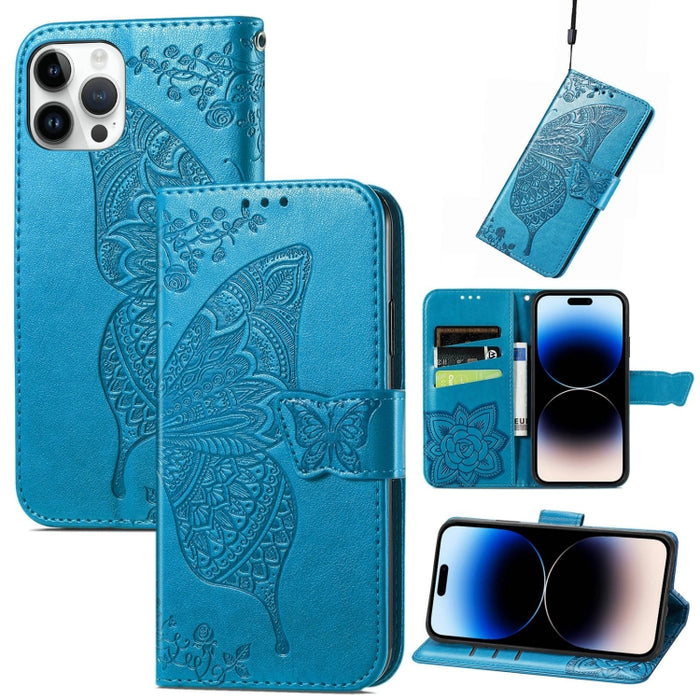 Estuche de cuero con estampado de mariposas