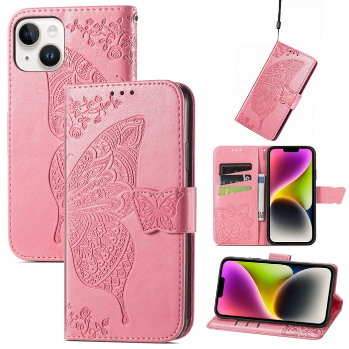 Estuche de cuero con estampado de mariposas
