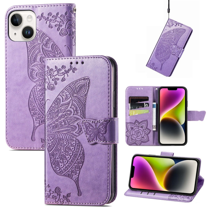 Estuche de cuero con estampado de mariposas