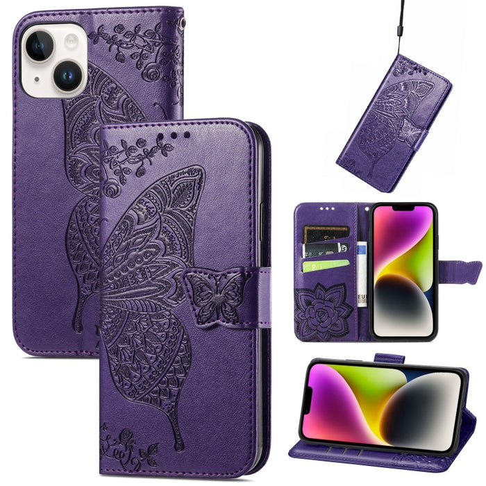 Estuche de cuero con estampado de mariposas
