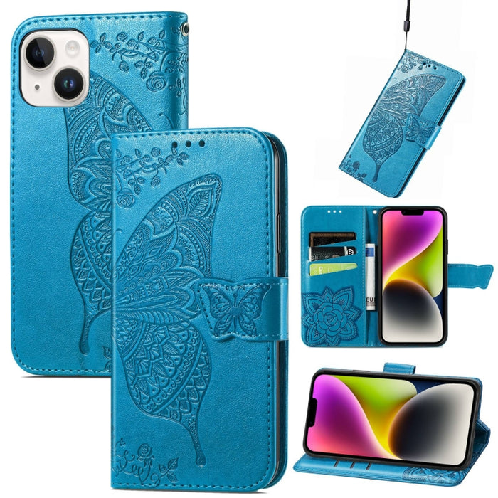 Estuche de cuero con estampado de mariposas