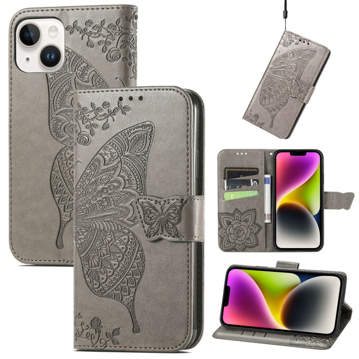 Estuche de cuero con estampado de mariposas