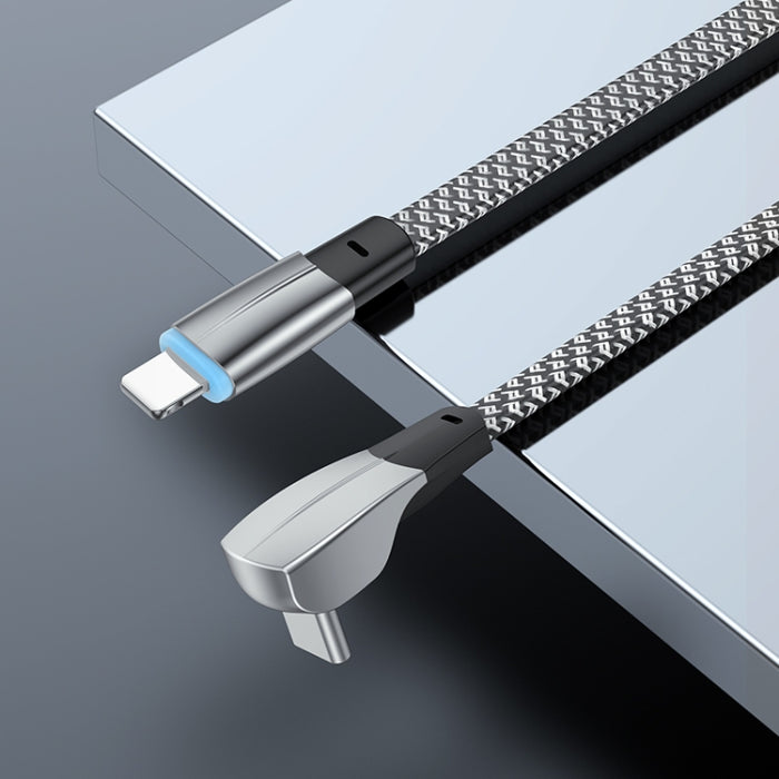 Cable de datos de carga rápida 3A USB-C/Type-C a codo de 8 pines