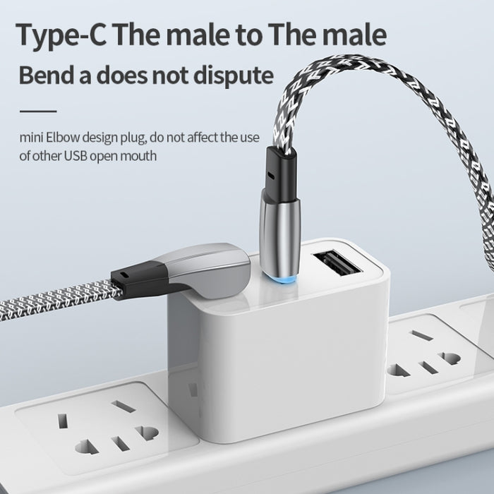 Cable de datos de carga rápida 3A USB-C/Type-C a codo de 8 pines