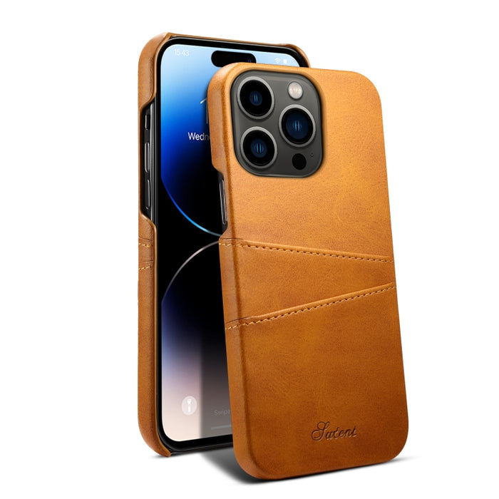 Estuche para teléfono con ranuras para tarjetas con textura de becerro Suteni