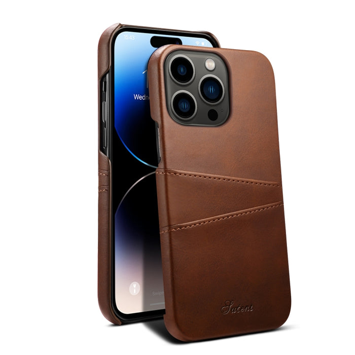 Estuche para teléfono con ranuras para tarjetas con textura de becerro Suteni