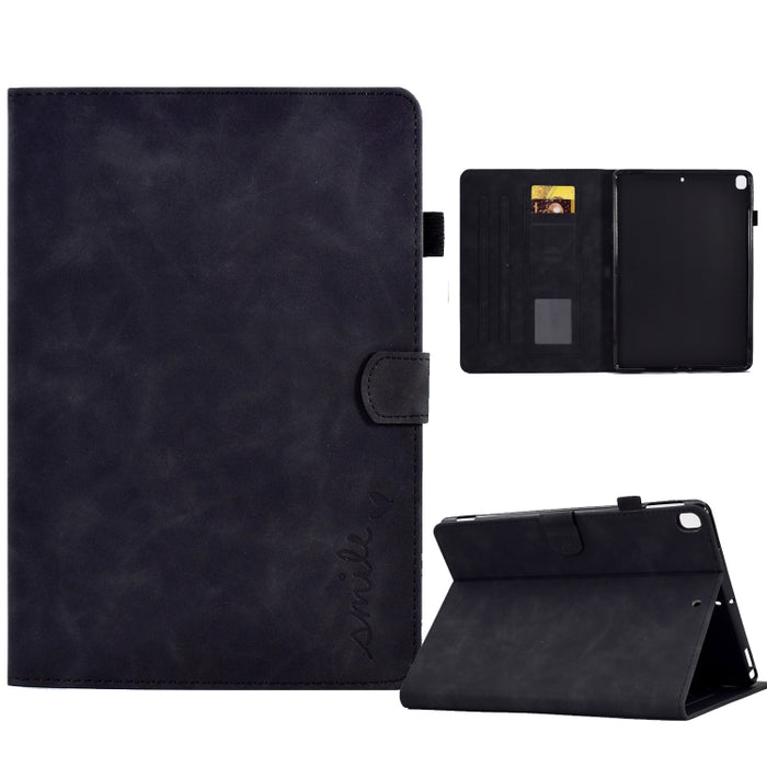 Estuche inteligente de cuero para tableta con tapa y sonrisa en relieve, For iPad 10.2 / Air 10.5 2019, For iPad Air 2022 / 2020 10.9, For iPad mini 2024 / mini 6, For iPad 9.7 2018&2017 / Air 2 / Air, For iPad mini 5/4/3/2/1