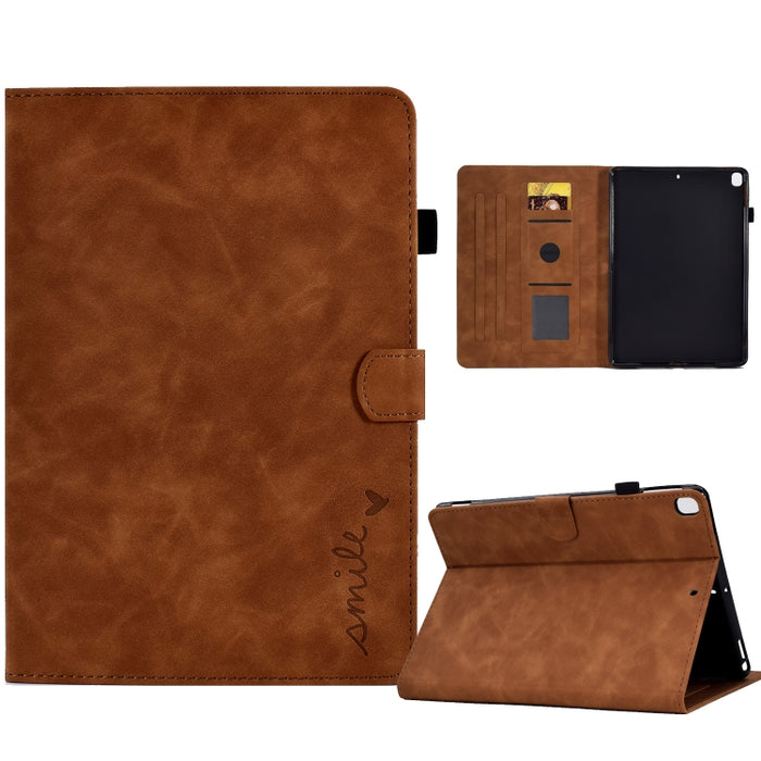 Estuche inteligente de cuero para tableta con tapa y sonrisa en relieve, For iPad 10.2 / Air 10.5 2019, For iPad Air 2022 / 2020 10.9, For iPad mini 2024 / mini 6, For iPad 9.7 2018&2017 / Air 2 / Air, For iPad mini 5/4/3/2/1