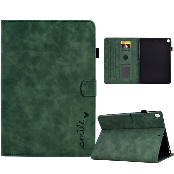 Estuche inteligente de cuero para tableta con tapa y sonrisa en relieve, For iPad 10.2 / Air 10.5 2019, For iPad Air 2022 / 2020 10.9, For iPad mini 2024 / mini 6, For iPad 9.7 2018&2017 / Air 2 / Air, For iPad mini 5/4/3/2/1