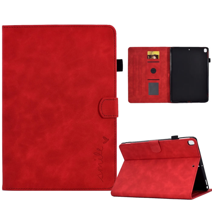 Estuche inteligente de cuero para tableta con tapa y sonrisa en relieve, For iPad 10.2 / Air 10.5 2019, For iPad Air 2022 / 2020 10.9, For iPad mini 2024 / mini 6, For iPad 9.7 2018&2017 / Air 2 / Air, For iPad mini 5/4/3/2/1