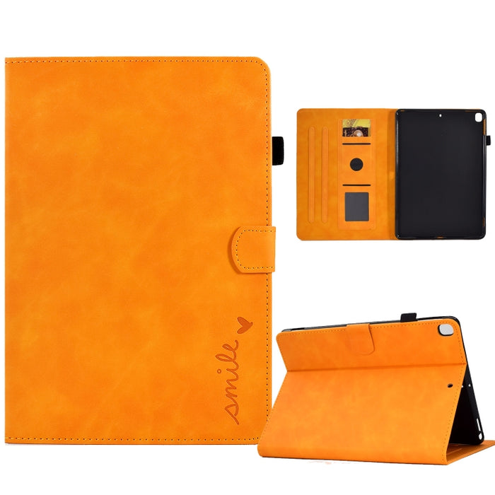 Estuche inteligente de cuero para tableta con tapa y sonrisa en relieve, For iPad 10.2 / Air 10.5 2019, For iPad Air 2022 / 2020 10.9, For iPad mini 2024 / mini 6, For iPad 9.7 2018&2017 / Air 2 / Air, For iPad mini 5/4/3/2/1
