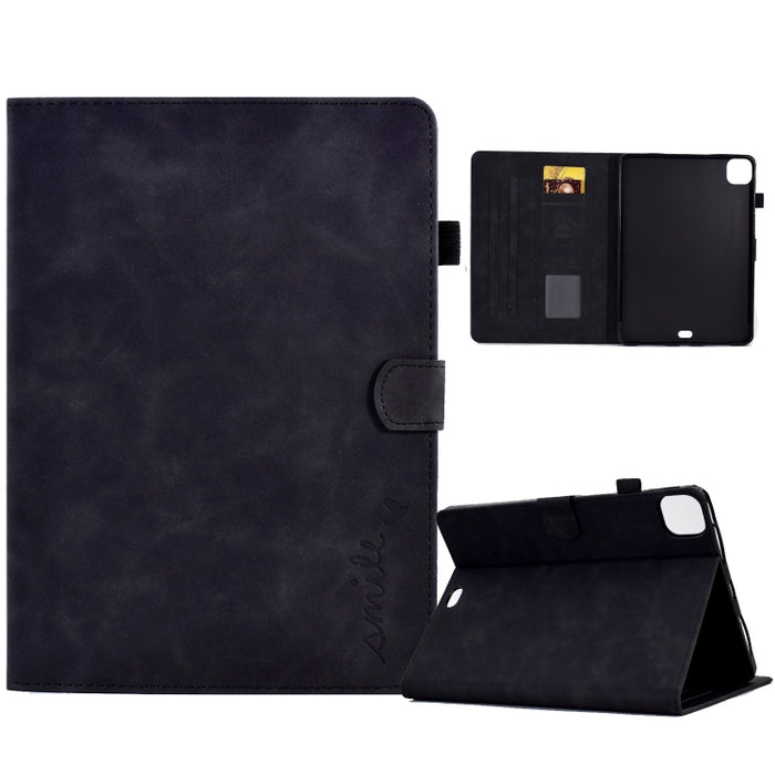 Estuche inteligente de cuero para tableta con tapa y sonrisa en relieve, For iPad 10.2 / Air 10.5 2019, For iPad Air 2022 / 2020 10.9, For iPad mini 2024 / mini 6, For iPad 9.7 2018&2017 / Air 2 / Air, For iPad mini 5/4/3/2/1