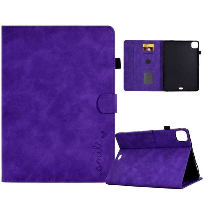 Estuche inteligente de cuero para tableta con tapa y sonrisa en relieve, For iPad 10.2 / Air 10.5 2019, For iPad Air 2022 / 2020 10.9, For iPad mini 2024 / mini 6, For iPad 9.7 2018&2017 / Air 2 / Air, For iPad mini 5/4/3/2/1