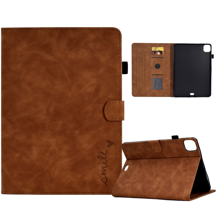 Estuche inteligente de cuero para tableta con tapa y sonrisa en relieve, For iPad 10.2 / Air 10.5 2019, For iPad Air 2022 / 2020 10.9, For iPad mini 2024 / mini 6, For iPad 9.7 2018&2017 / Air 2 / Air, For iPad mini 5/4/3/2/1