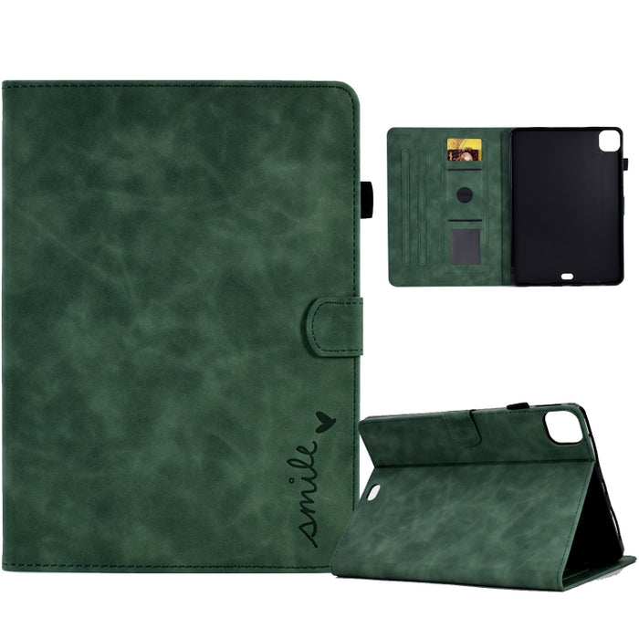Estuche inteligente de cuero para tableta con tapa y sonrisa en relieve, For iPad 10.2 / Air 10.5 2019, For iPad Air 2022 / 2020 10.9, For iPad mini 2024 / mini 6, For iPad 9.7 2018&2017 / Air 2 / Air, For iPad mini 5/4/3/2/1