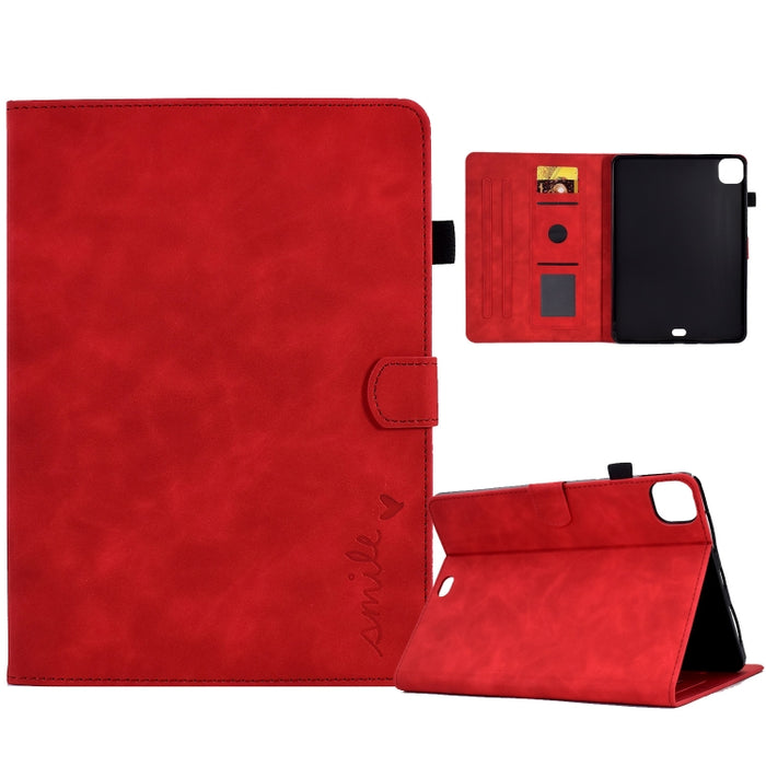 Estuche inteligente de cuero para tableta con tapa y sonrisa en relieve, For iPad 10.2 / Air 10.5 2019, For iPad Air 2022 / 2020 10.9, For iPad mini 2024 / mini 6, For iPad 9.7 2018&2017 / Air 2 / Air, For iPad mini 5/4/3/2/1