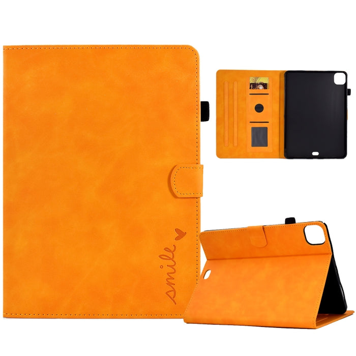 Estuche inteligente de cuero para tableta con tapa y sonrisa en relieve, For iPad 10.2 / Air 10.5 2019, For iPad Air 2022 / 2020 10.9, For iPad mini 2024 / mini 6, For iPad 9.7 2018&2017 / Air 2 / Air, For iPad mini 5/4/3/2/1