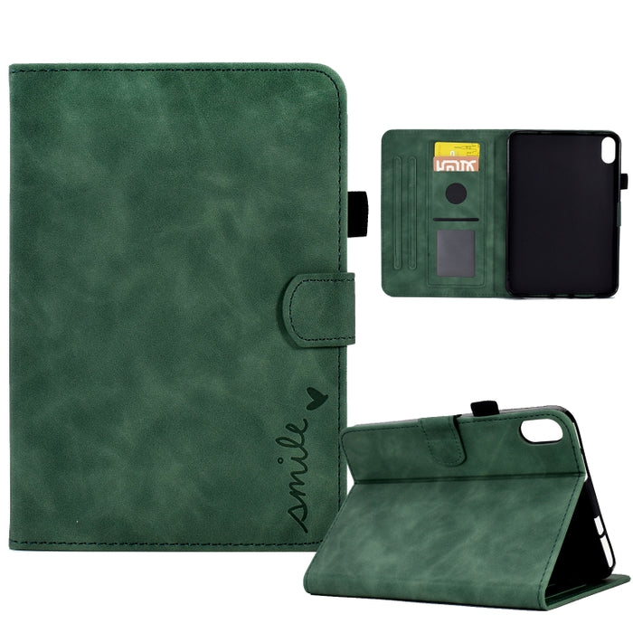 Estuche inteligente de cuero para tableta con tapa y sonrisa en relieve, For iPad 10.2 / Air 10.5 2019, For iPad Air 2022 / 2020 10.9, For iPad mini 2024 / mini 6, For iPad 9.7 2018&2017 / Air 2 / Air, For iPad mini 5/4/3/2/1