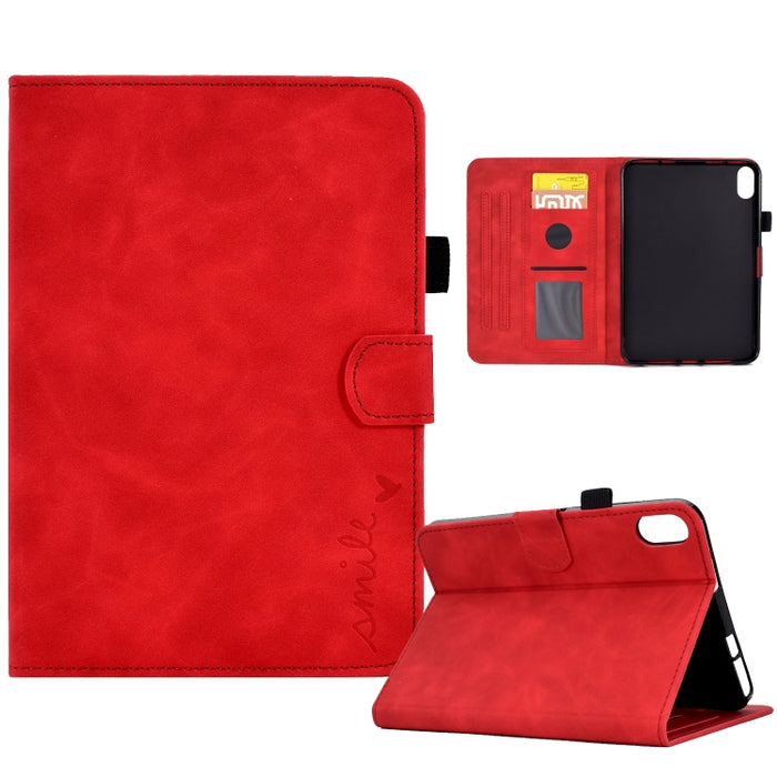 Estuche inteligente de cuero para tableta con tapa y sonrisa en relieve, For iPad 10.2 / Air 10.5 2019, For iPad Air 2022 / 2020 10.9, For iPad mini 2024 / mini 6, For iPad 9.7 2018&2017 / Air 2 / Air, For iPad mini 5/4/3/2/1