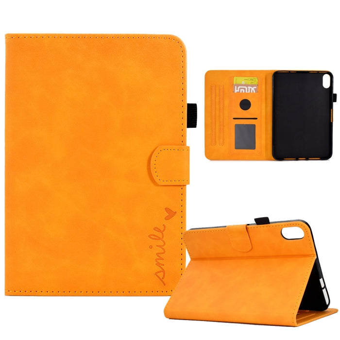 Estuche inteligente de cuero para tableta con tapa y sonrisa en relieve, For iPad 10.2 / Air 10.5 2019, For iPad Air 2022 / 2020 10.9, For iPad mini 2024 / mini 6, For iPad 9.7 2018&2017 / Air 2 / Air, For iPad mini 5/4/3/2/1