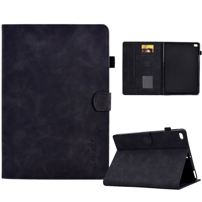 Estuche inteligente de cuero para tableta con tapa y sonrisa en relieve, For iPad 10.2 / Air 10.5 2019, For iPad Air 2022 / 2020 10.9, For iPad mini 2024 / mini 6, For iPad 9.7 2018&2017 / Air 2 / Air, For iPad mini 5/4/3/2/1