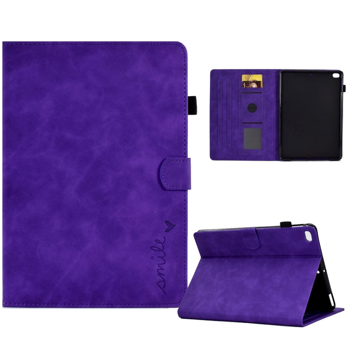 Estuche inteligente de cuero para tableta con tapa y sonrisa en relieve, For iPad 10.2 / Air 10.5 2019, For iPad Air 2022 / 2020 10.9, For iPad mini 2024 / mini 6, For iPad 9.7 2018&2017 / Air 2 / Air, For iPad mini 5/4/3/2/1